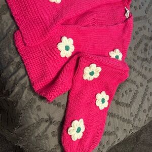 DAVI & DANI Vibrant Pink Knit Scarf